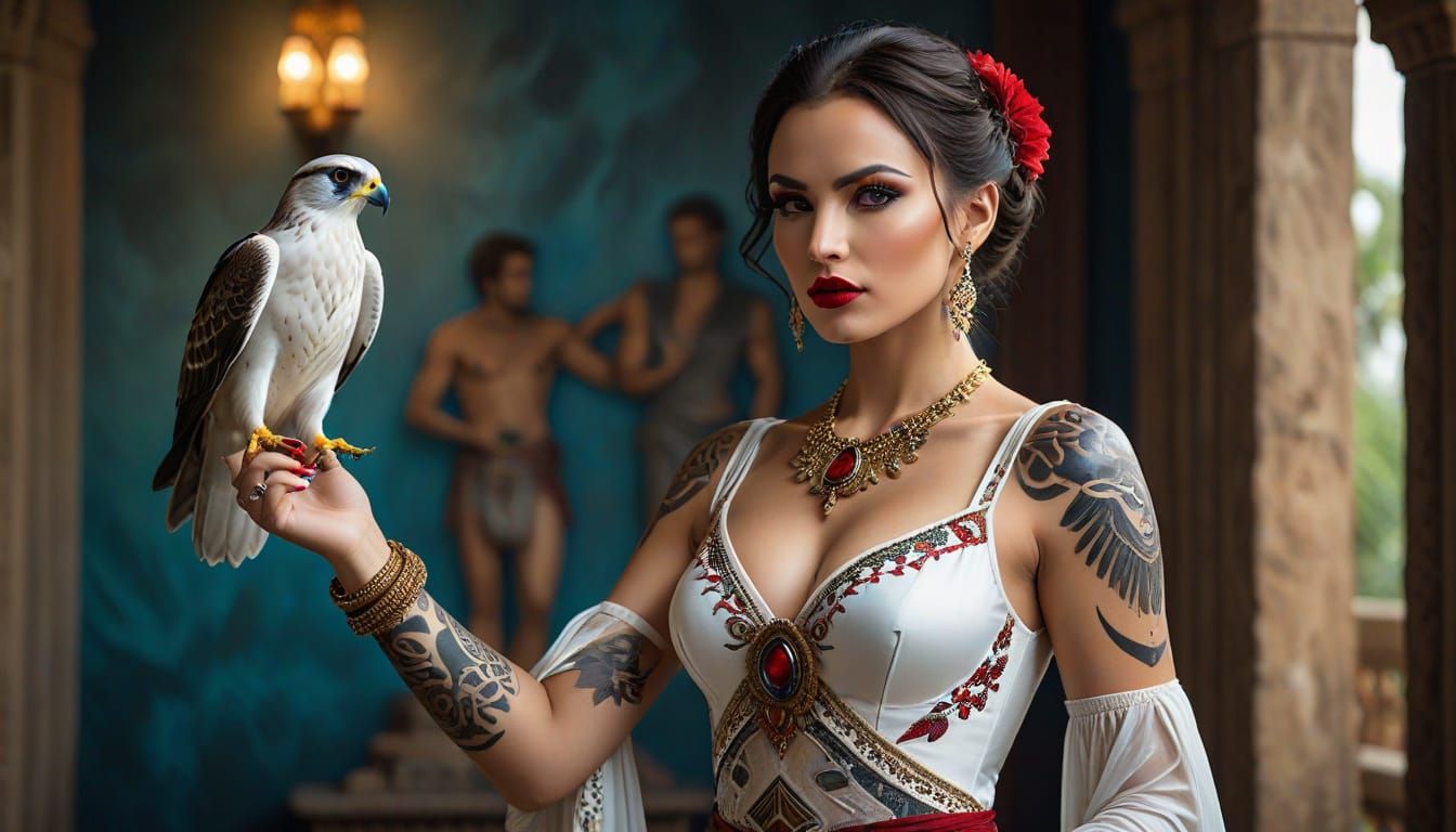 Atlantean Goddess with Majestic Falcon