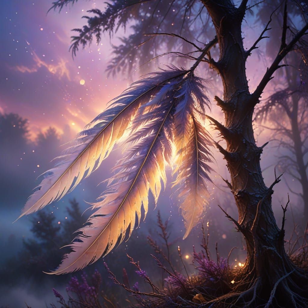 Enchanted Sunset Tree in Vibrant, Ethereal Style