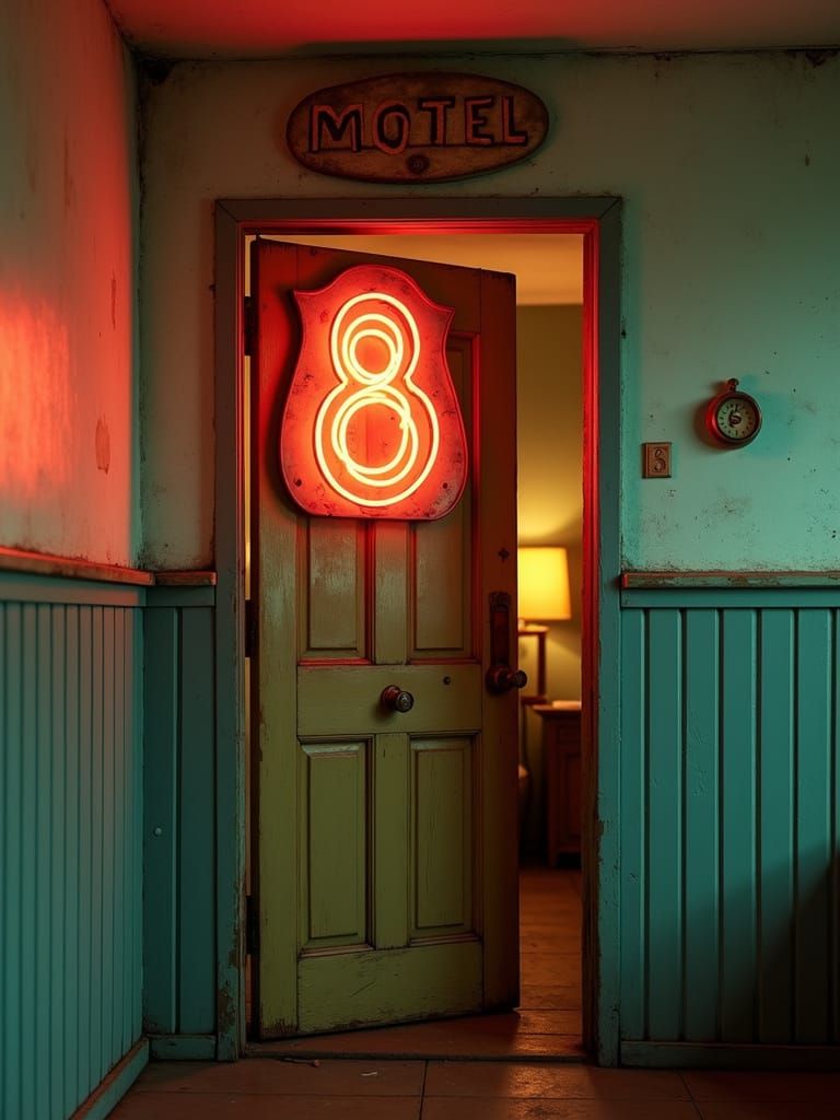 Retro Motel Sign in Warm Golden Light