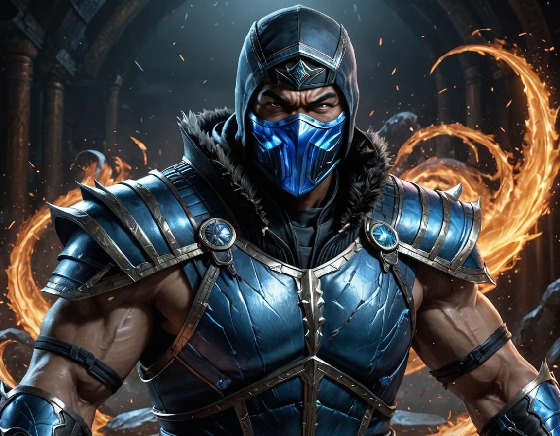 Intimidating Sub-Zero Portrait in Mortal Kombat Style