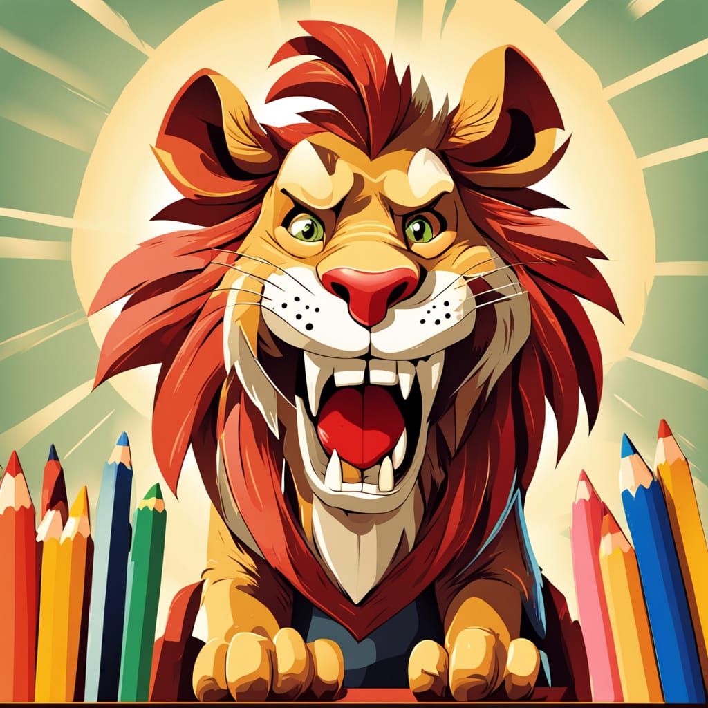 Comical Lion in Cartoonish Style