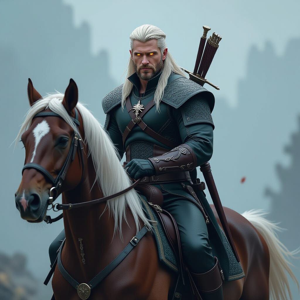 Geralt of Rivia as Dark Fantasy Art