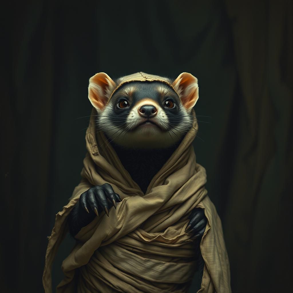 Ferret Mummy Zombie Rises, Inspired by Beksiński