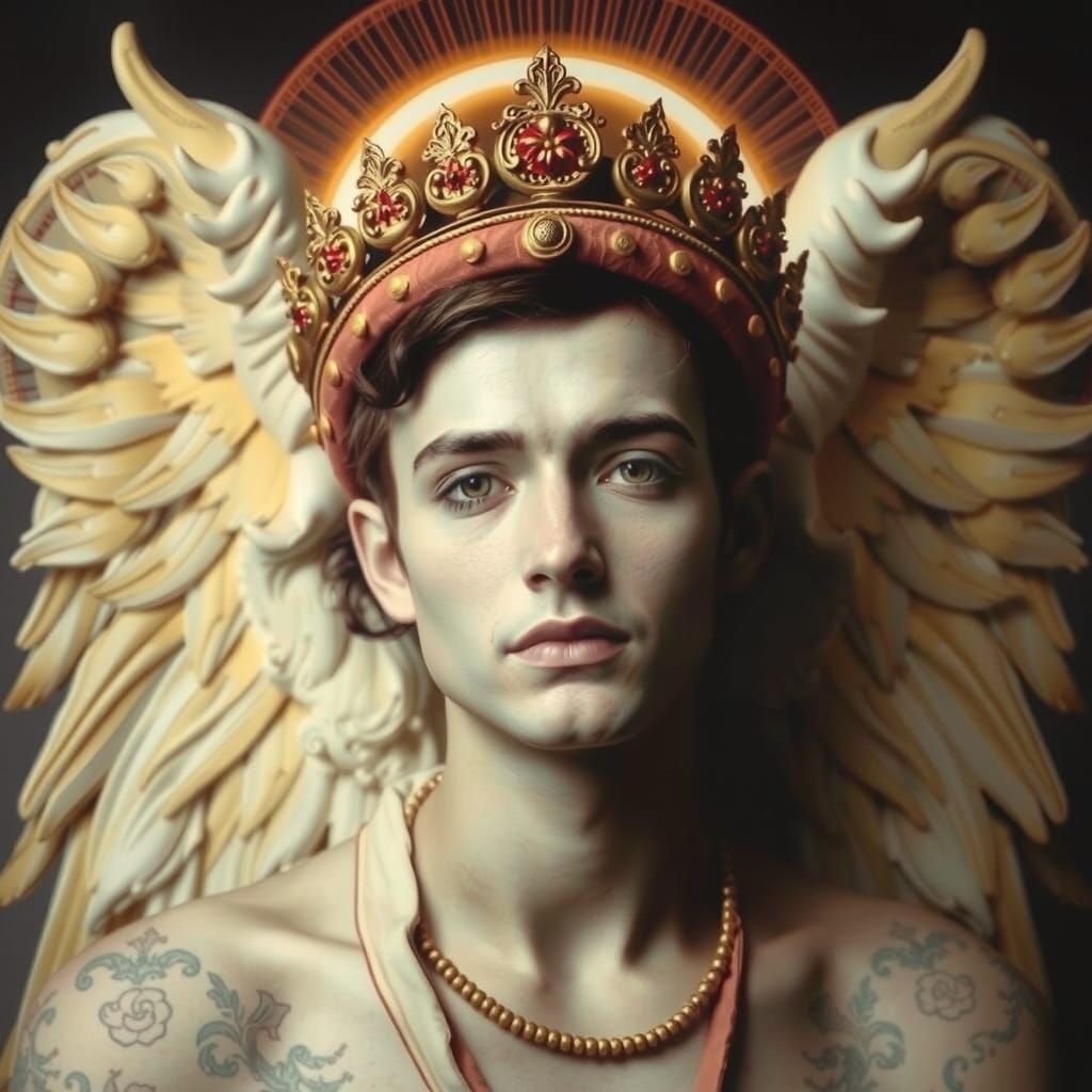 Elemental Angel Portrait in Kalighat Style