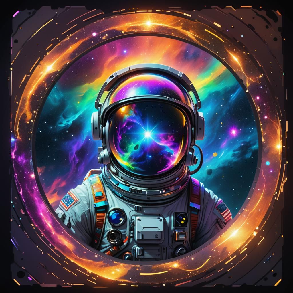 Astronaut and Quantum Portal to Another World