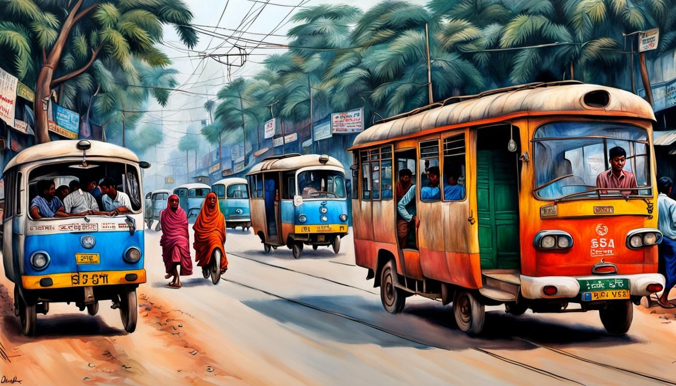 Dhaka Street Scene: A Photorealistic Glimpse of Bangladesh
