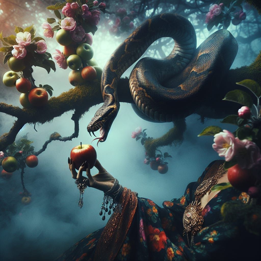 Serpent and Apple Tree in Turn-of-the-Century Style