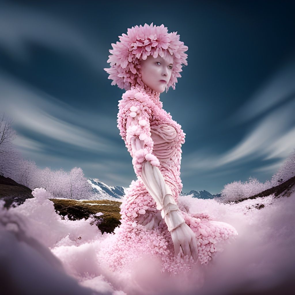 Dancing Cherry Blossom Alien Humanoid Sculpture