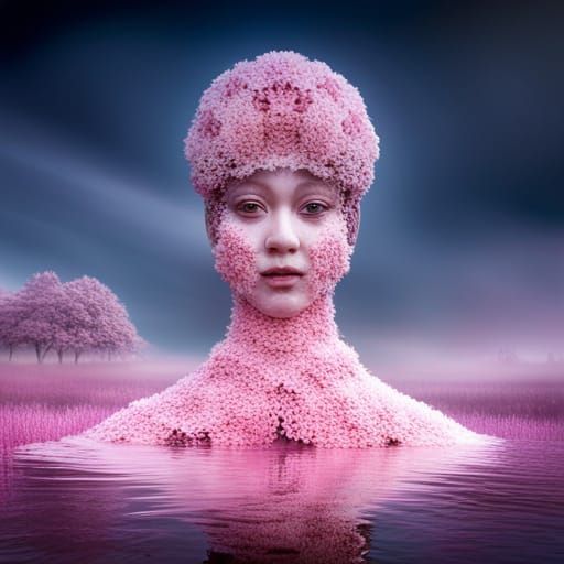 Cherry Blossom Alien Humanoid Dancing on Ice