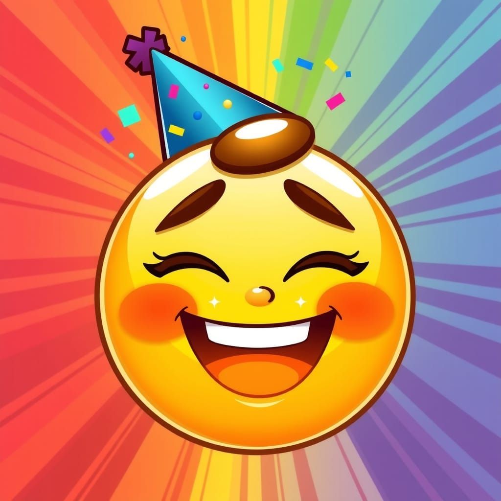 Joyful Laughing Emoji in Vibrant Rainbow Colors