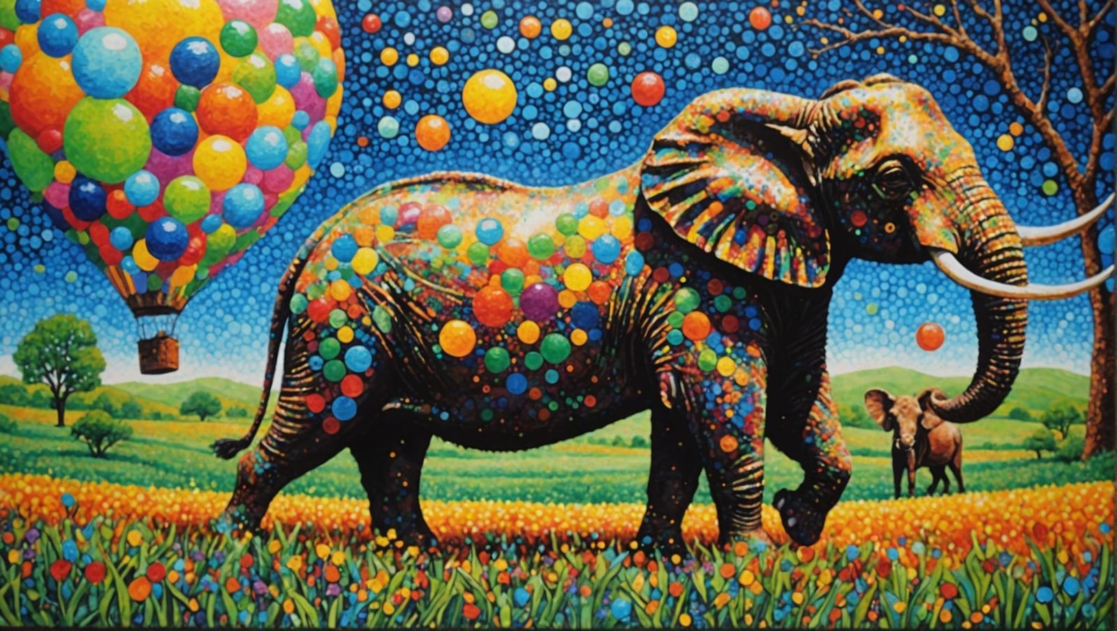 Pointillist Land Mammals in Acrylic and Ink