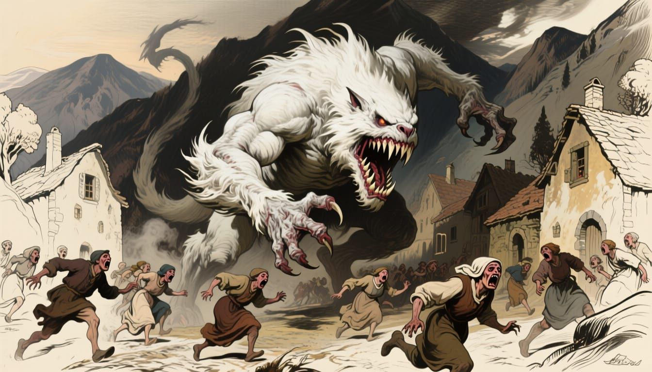 Terrifying Furry Monster Attacks Mountain Village