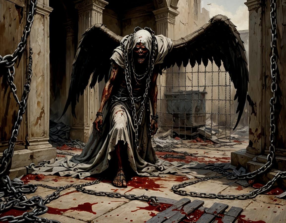 Sinister Fallen Angel in Chains