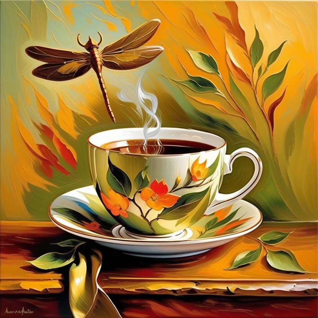 Horse Bridle in Tea Leaves: Expressive Brushstrokes