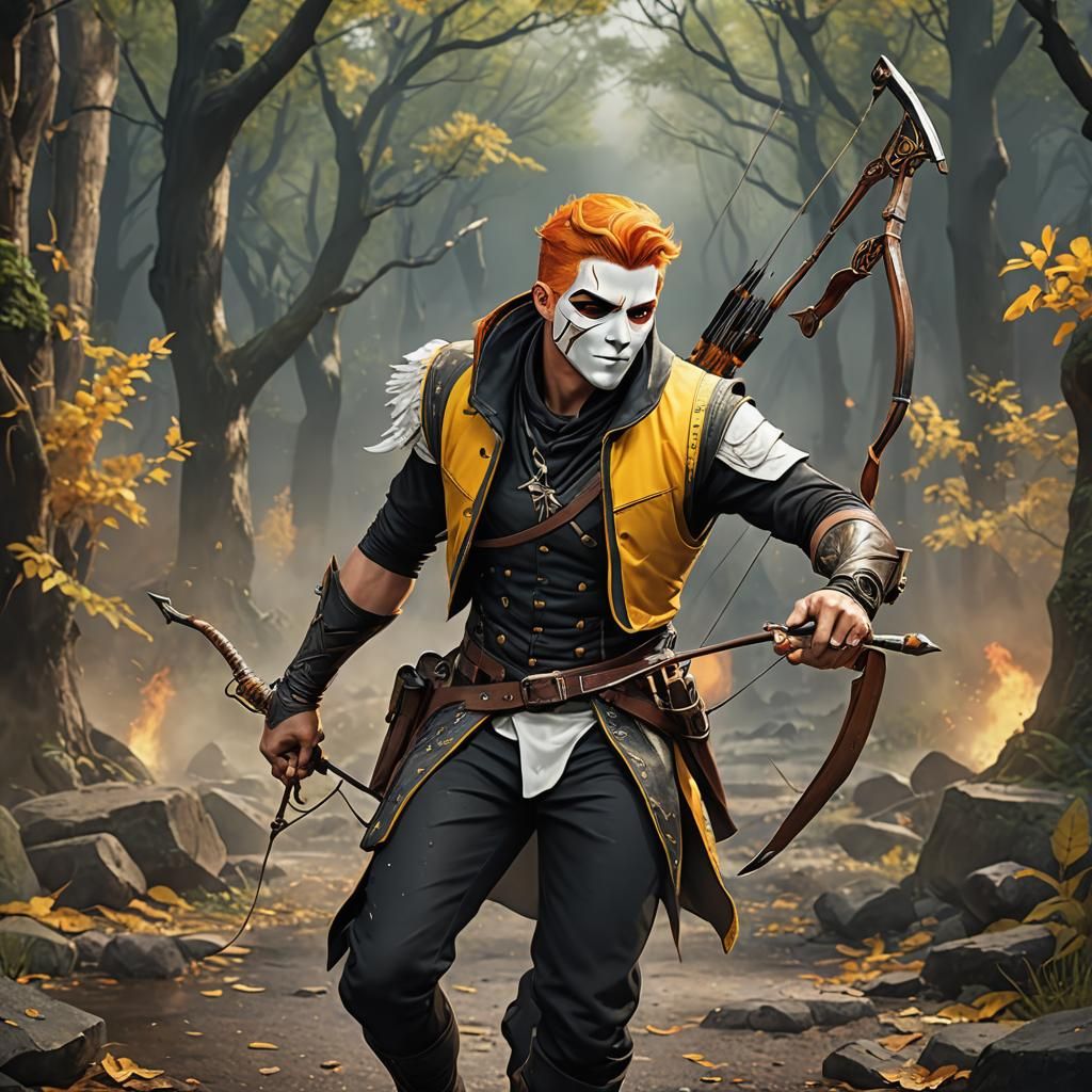 Fantasy Archer with Mask in Detailed Digital Art