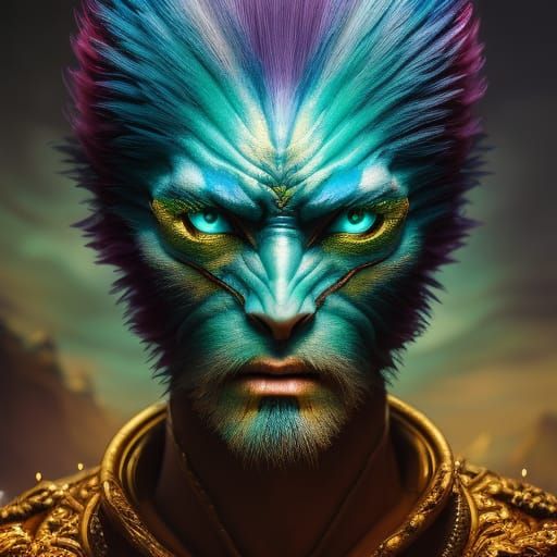 Future Warrior in Dystopian Glitchcore Style