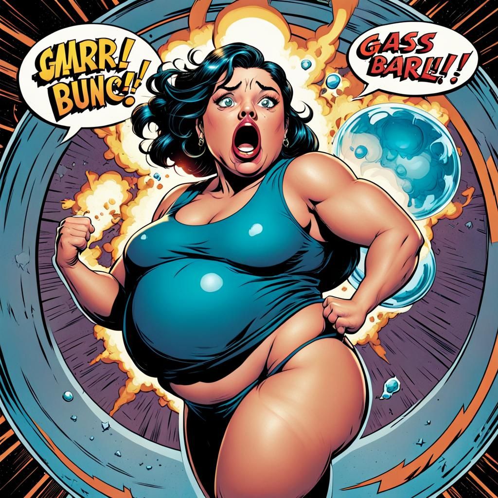 Girl with Super Burps in Comic Book Style