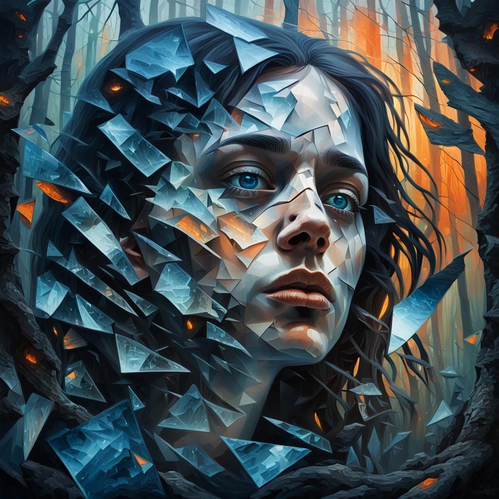 Surreal Portrait of Lost Identity in Eerie Forest