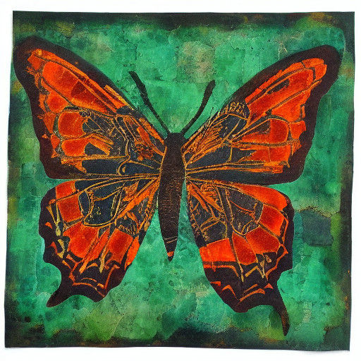 Intricate Butterfly in Deep Wine and Orange