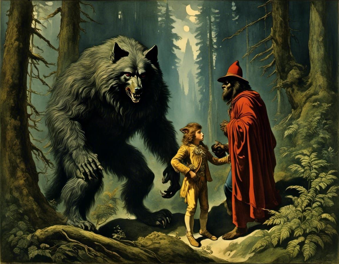 werewolf bringing his son to a wizard