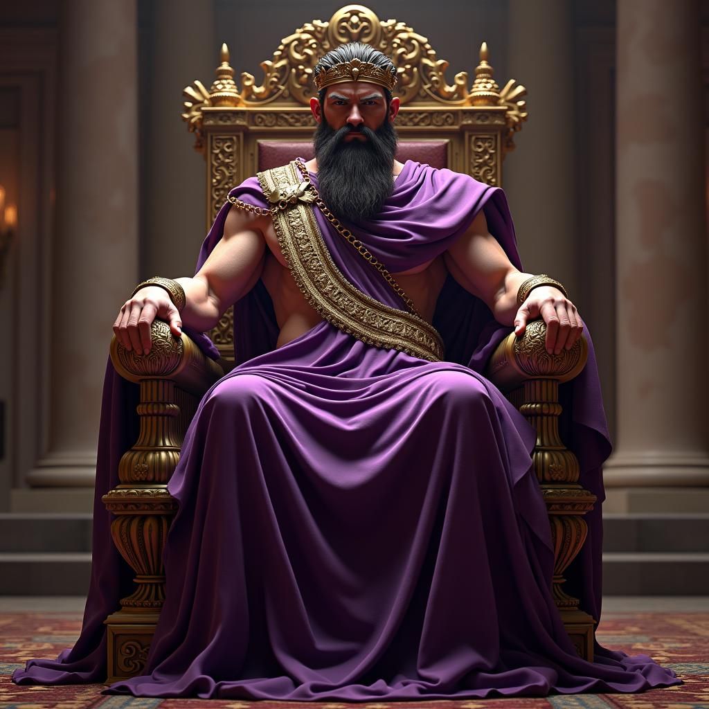 Roman Emperor on Throne in Comic Art Style