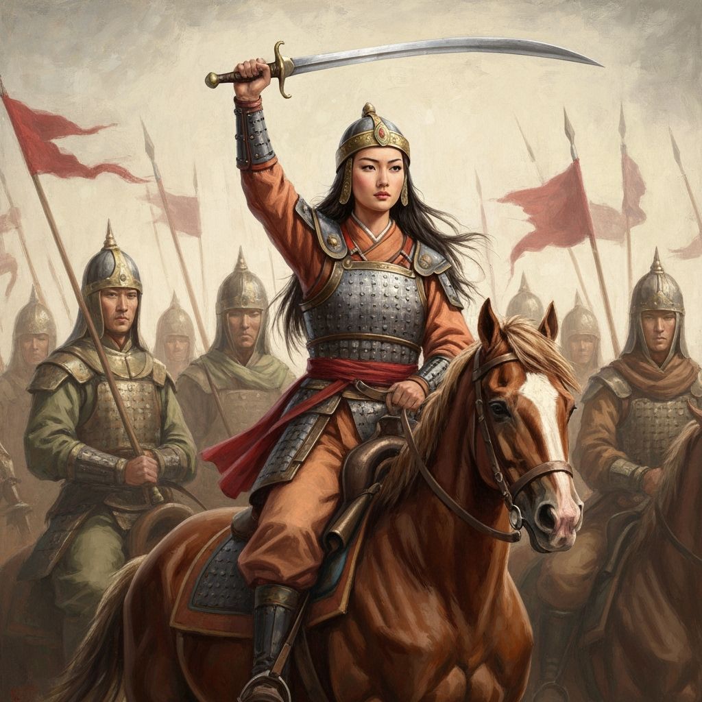 Mongolian Warrior Princess in Neo-Impressionist Style