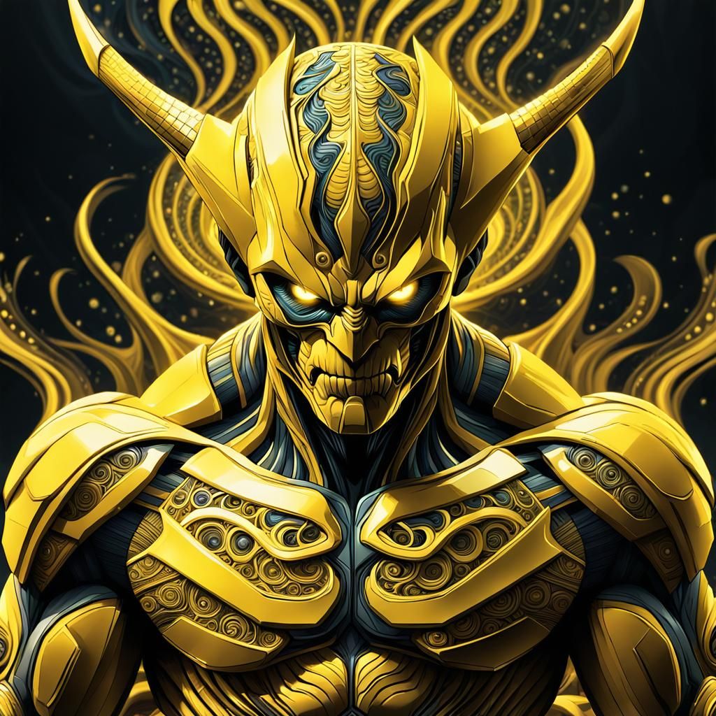 Menacing Wolverine in Yellow Suit: Hyperdetailed 4K Portrait