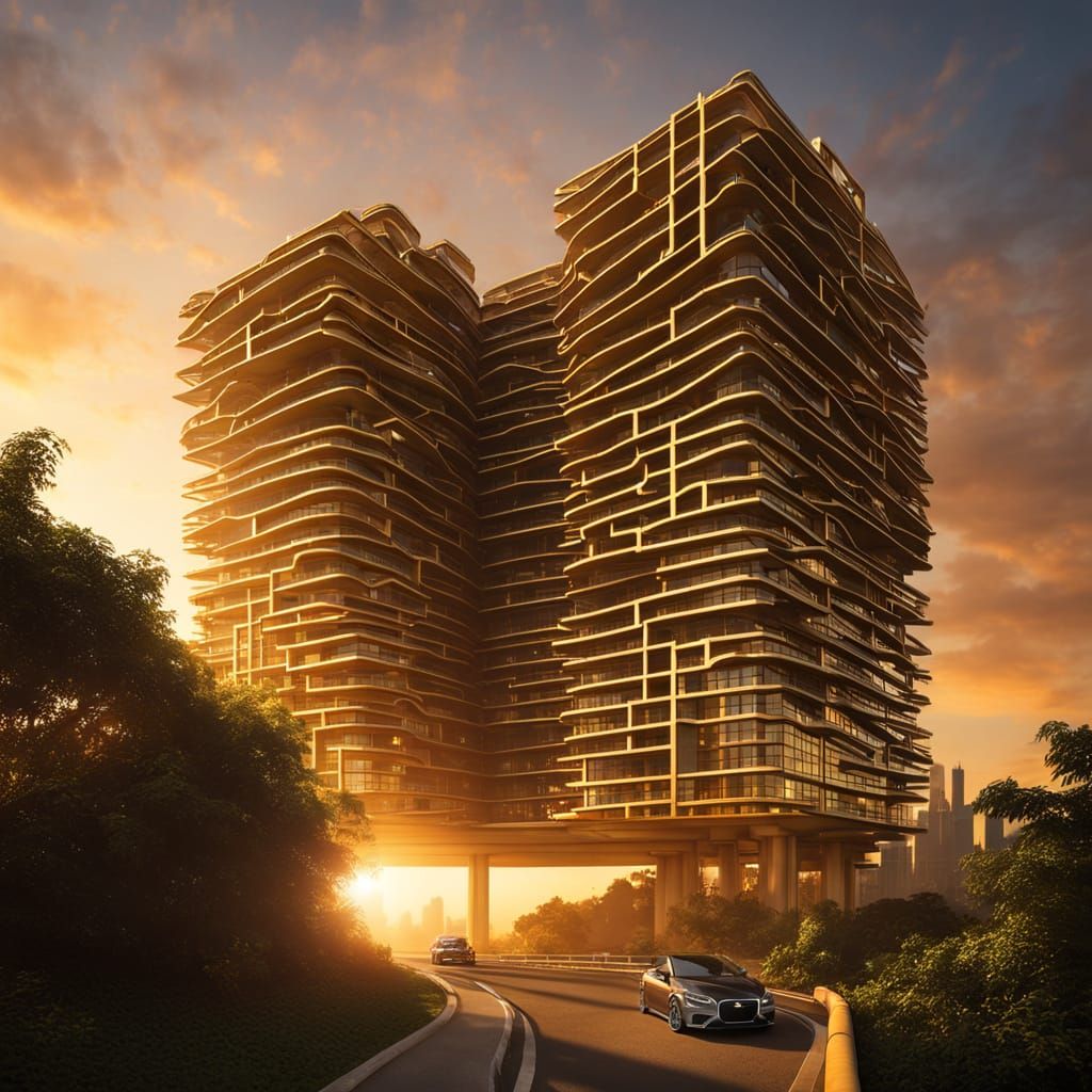 Golden Cityscapes at Sunset