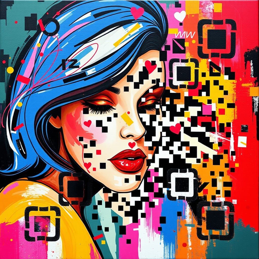 Surreal Valentine's Day QR Code in Abstract Photography Styl...