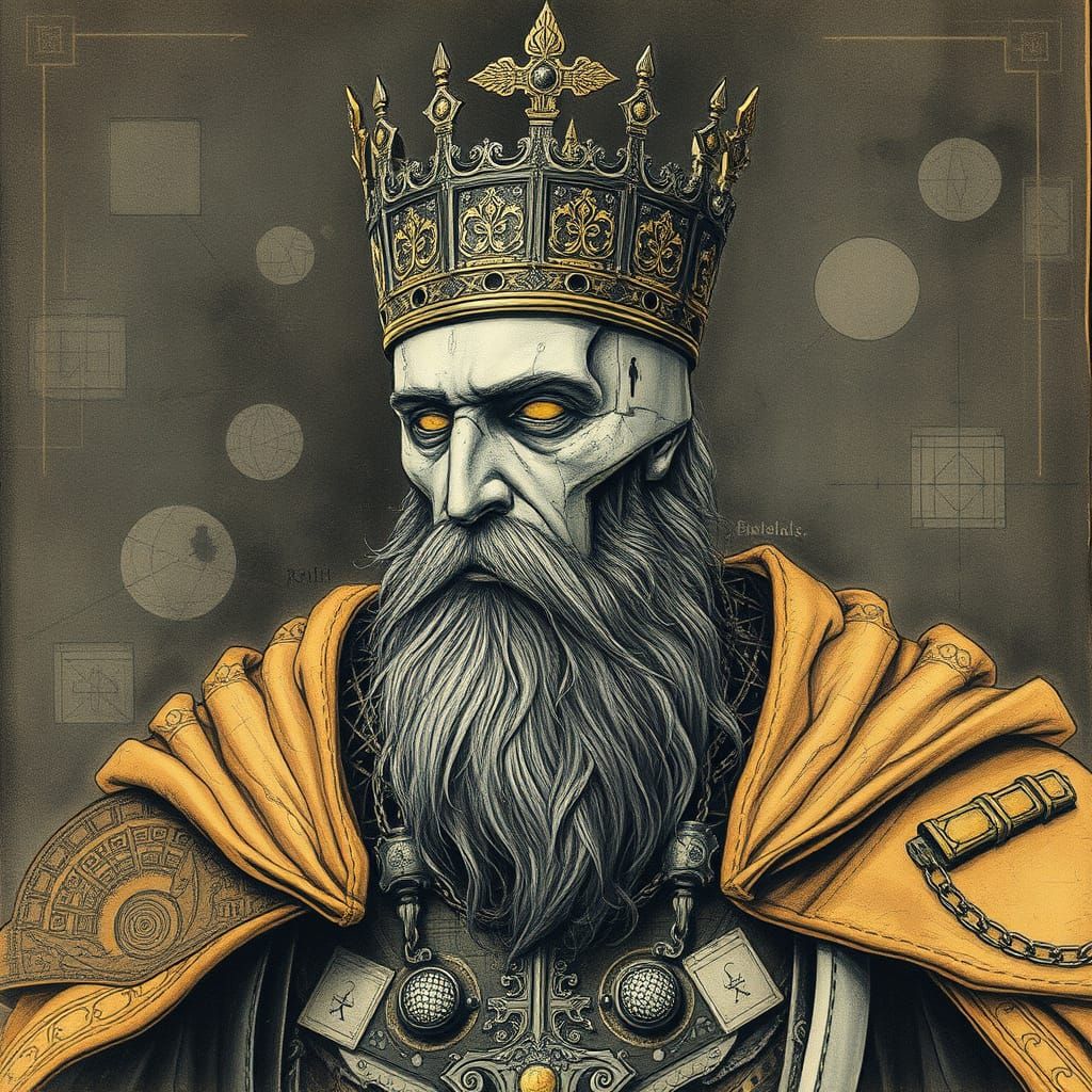 Cyberpunk King in Fragmented Holographic Armor