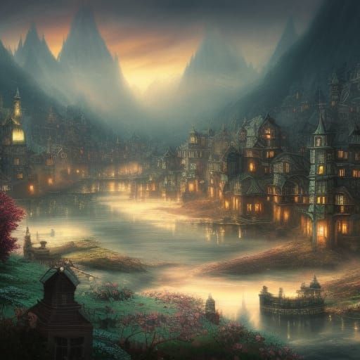 Enchanting Town Made of Books and Dreams