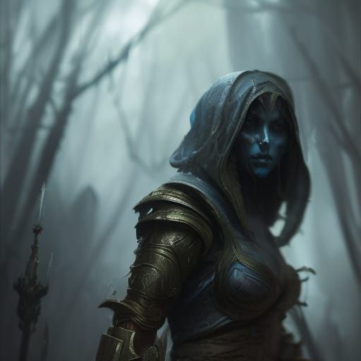 Epic Undead Elf Warrior Knight in Crypt