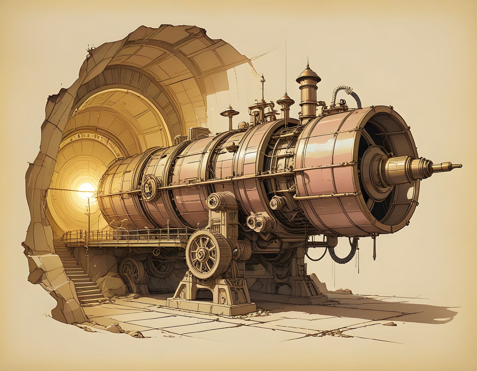 Kintsugi Cave Digging Machine in Porcelain Landscape