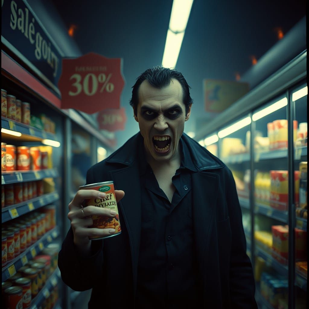 Vampire in Grocery Shop, Film Noir Style