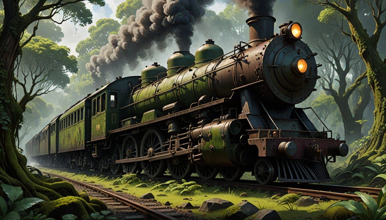 Ancient Jungle Steam Train Emerges from Swamp