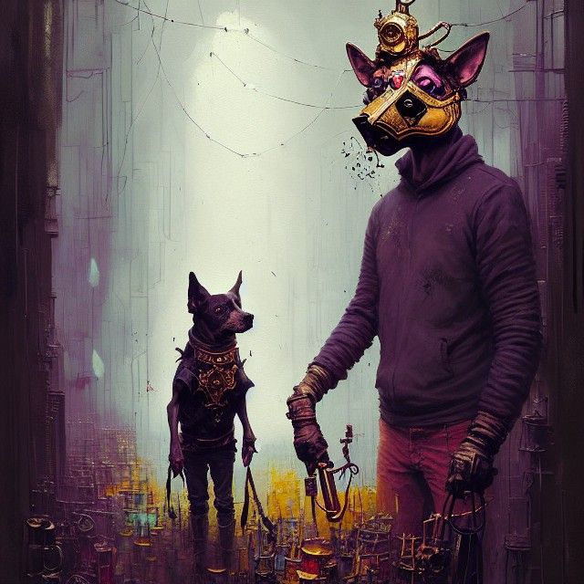 Dog-Masked Alchemist Portrait in Detailed Fantasy Art