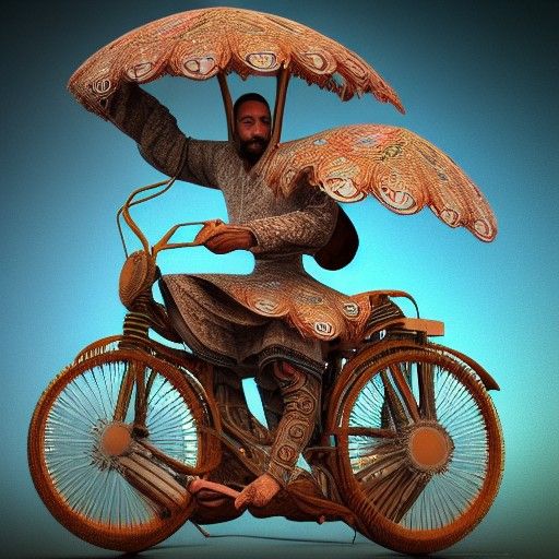 Whirling Dervish on Motorcycle in Pastel Colors