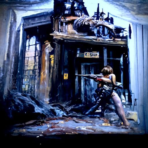 Resident Evil Scene as Oil Painting