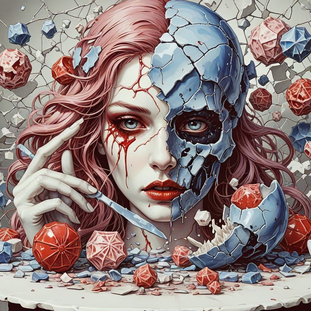 Surreal Abandoned Dollhouse Scene in Dark Fantasy Style