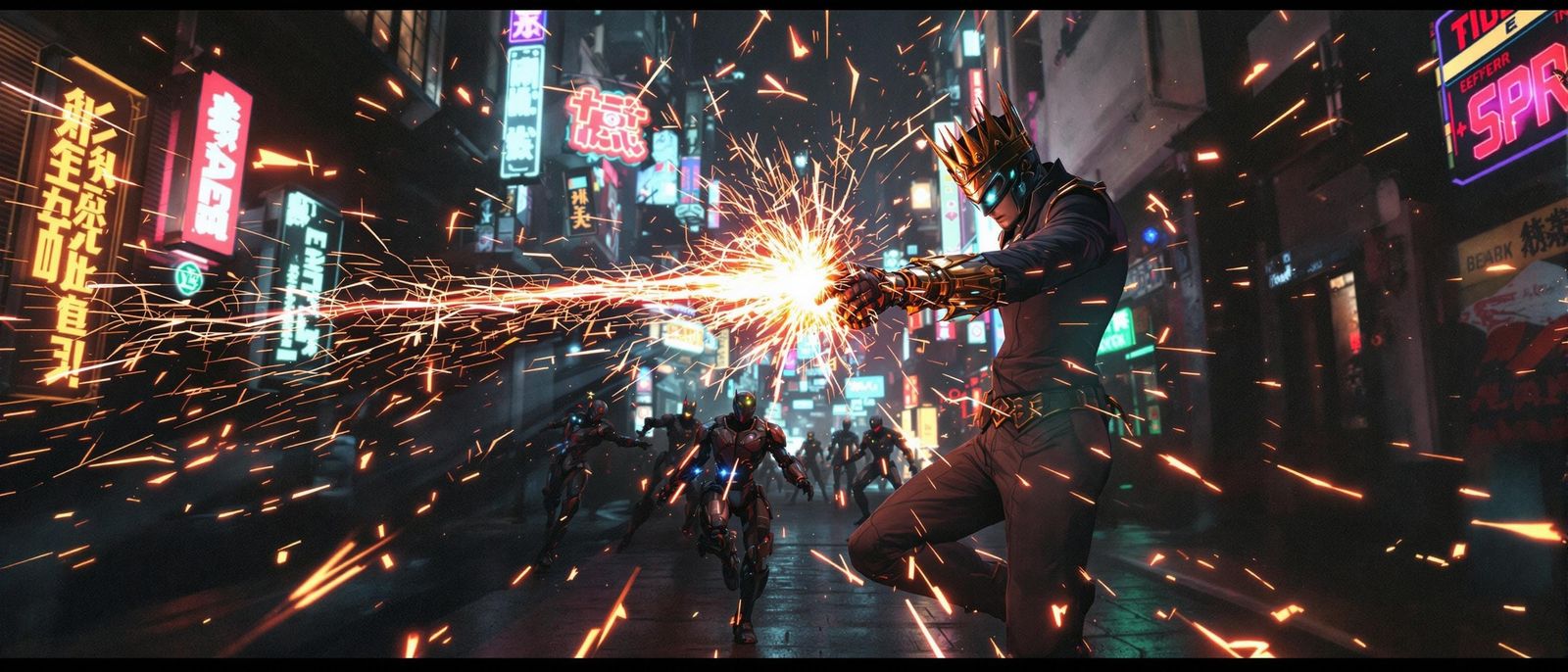 Cyberpunk Kingsman Battles Robots with Laser Whip