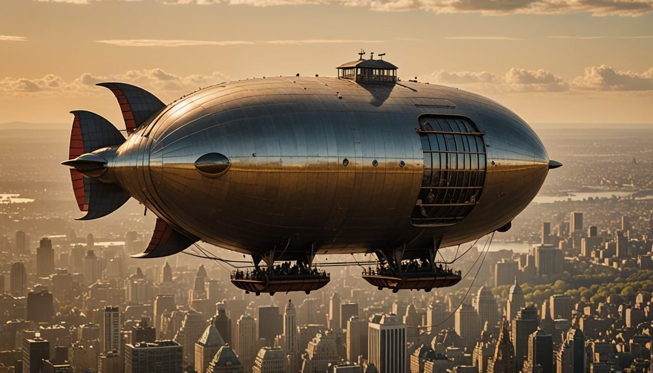 Majestic Airship in Golden Afternoon Light