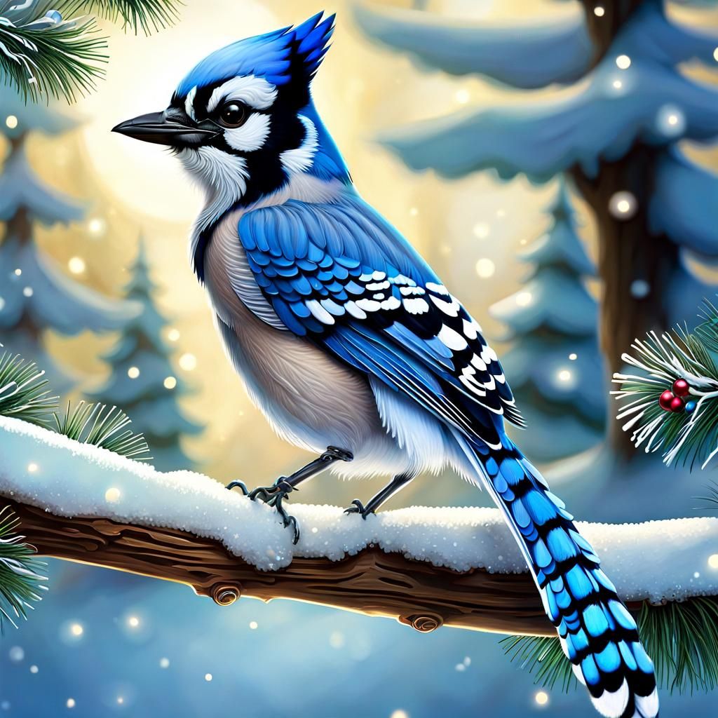Blue Jay Celebrates Christmas: Storybook Illustration