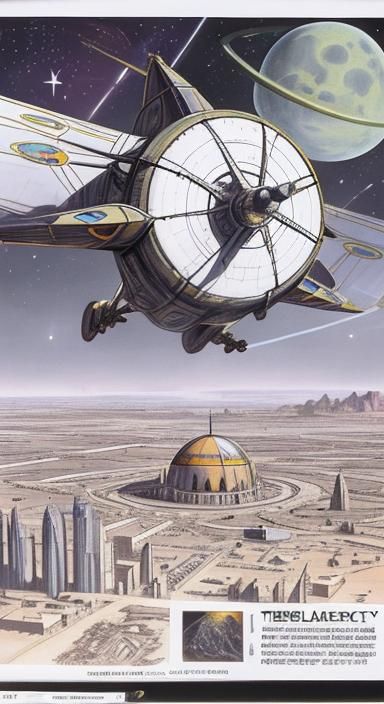 Dame Noor Arrives in Marsport: Art Deco Cityscape