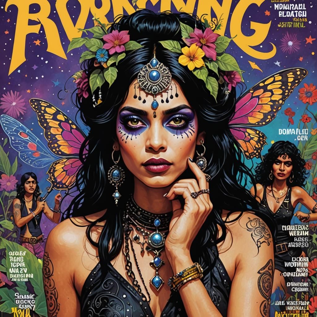 Psychedelic Fairy Goth Singer: Magazine Cover Art