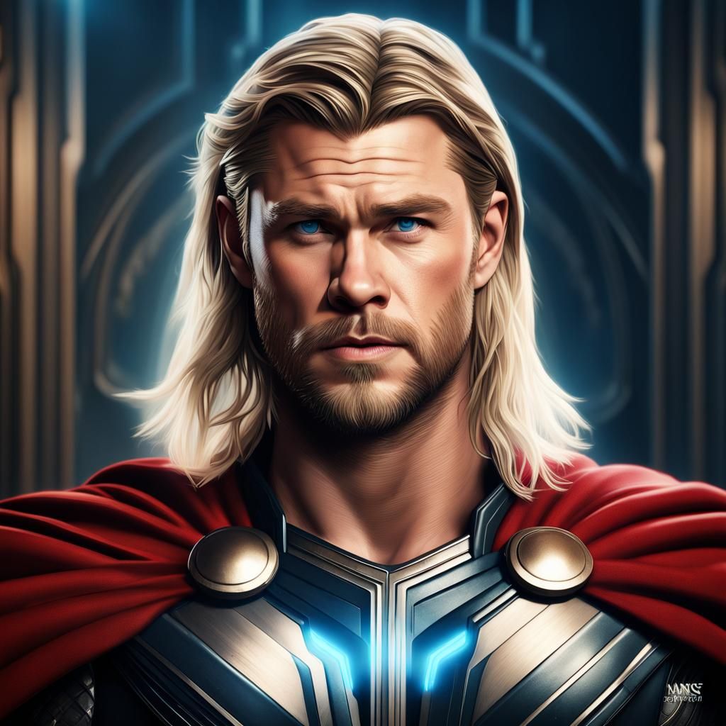 Thor Art Deco Portrait: Chris Hemsworth as God