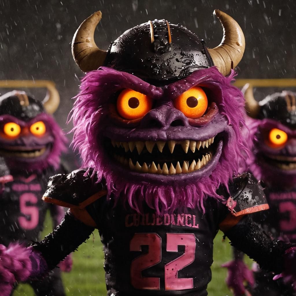 Demonic Muppets Play Football in Icy Stadium