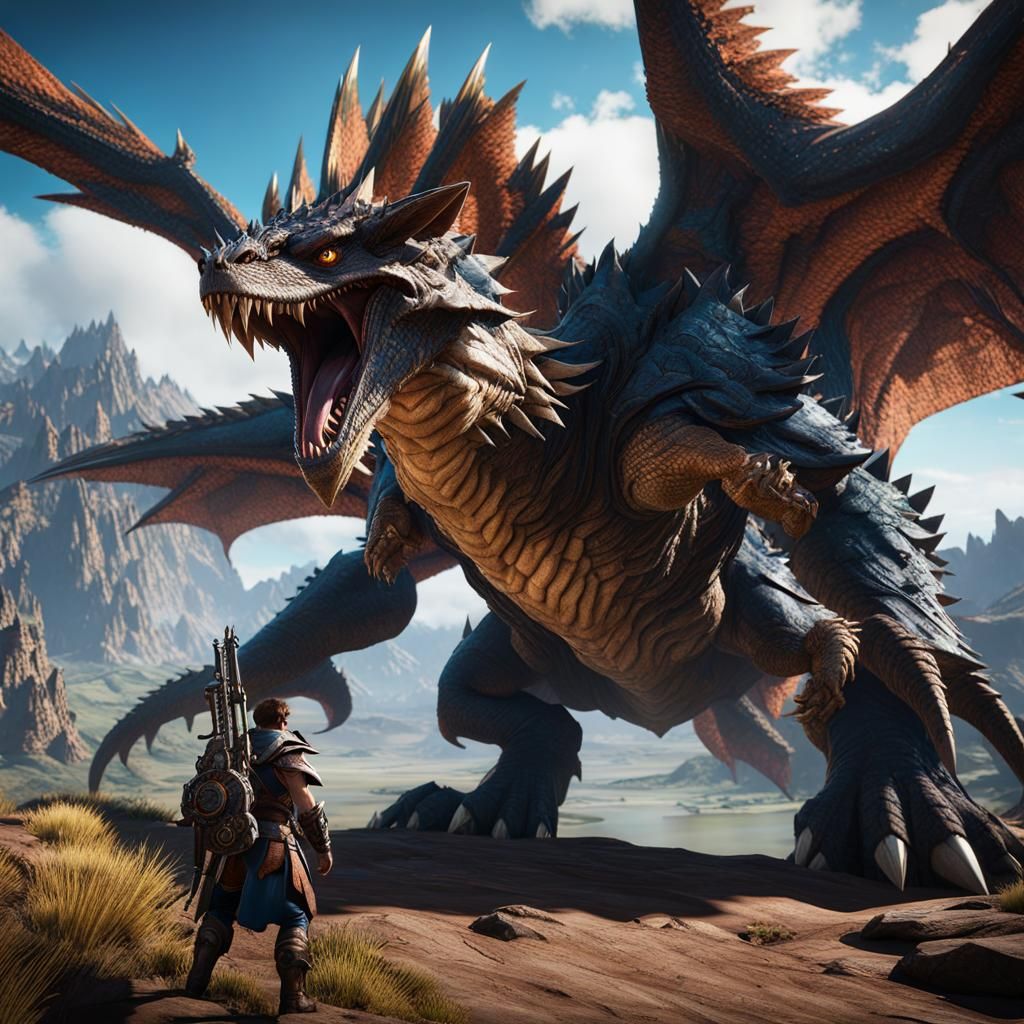 Epic Monster Hunter Scene in 8K Resolution