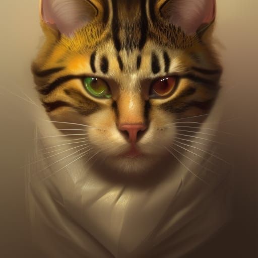 Hyperdetailed Feline Man Portrait in Dynamic Lighting