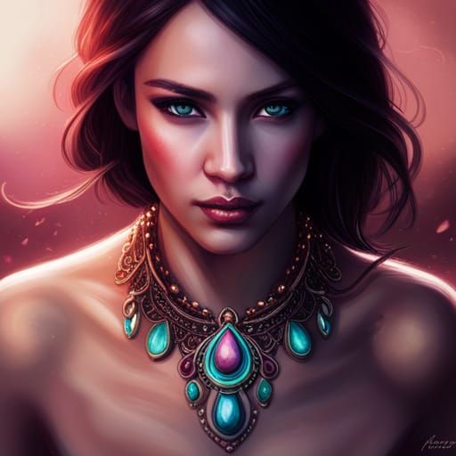 Ornate Necklace Portrait in Ross Tran Style