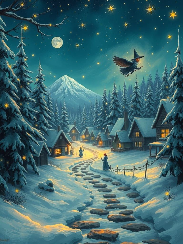 Whimsical Village in Enchanted Forest